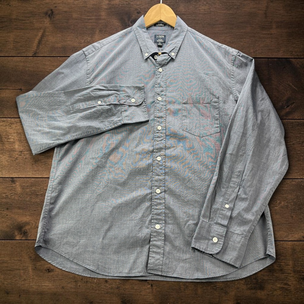 NEW J.Crew Slim Untucked Flex Washed Button Down Shirt Mens XL Blue